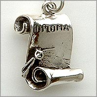 High School Diploma Charm 3D Sterling Silver