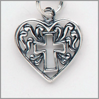 Cross Charm - in Filigree Heart