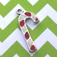 Candy Cane Charm with Red & White Enamel