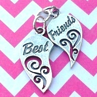 Best Friends Heart Charm - split